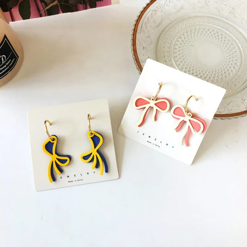 

Girls Colorful Cute Bowknot Earrings Dangle Luxury Indian Earrings Wholesale