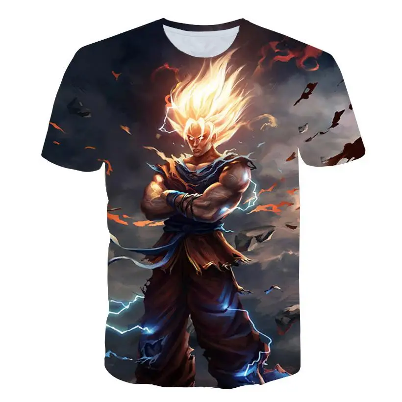 Мужская футболка с коротким рукавом модная летняя Goku Dragon Ball Z 3d аниме DBZ Harajuku