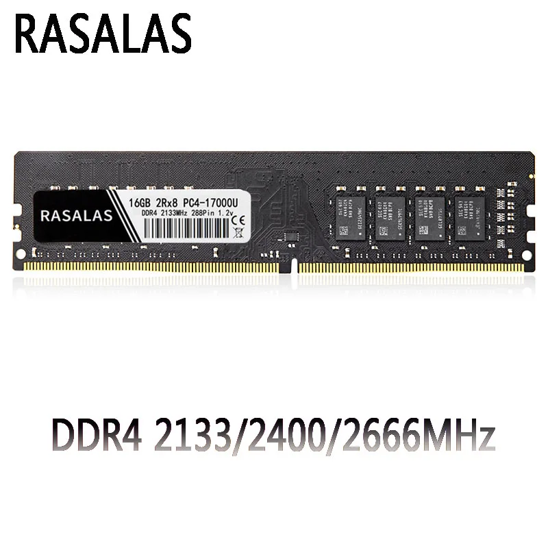Rasalas 4GB 8GB 16G Oперативная Nамять DDR4  2133 2400Mhz PC4L 10600U  21300U 1.2 v   Desktop PC RAM 288 Pin Black Memory