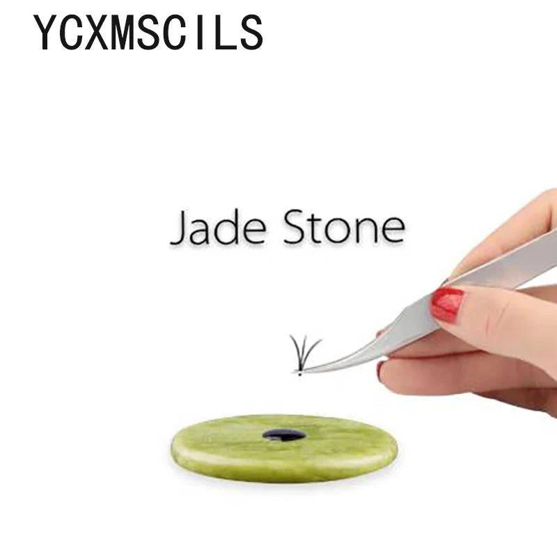 

Круглый красивый Нефритовый камень YCXMSCILS, клей для наращивания ресниц, поддон, держатель, инструмент для макияжа накладных ресниц