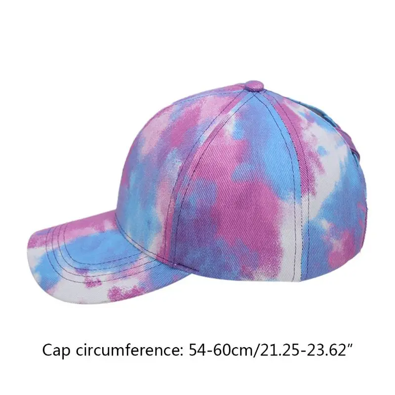 

Women Contrast Color Tie-Dye Baseball Cap Hollow Out Criss Cross Ponytail Hole Messy Bun Sun Visor Adjustable Dad Hat