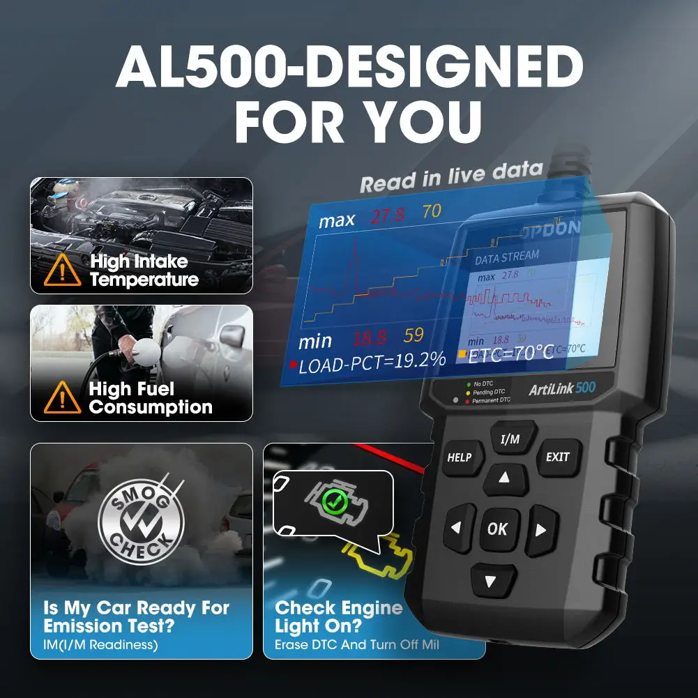 Автомобильный диагностический инструмент TOPDON AL500 Obd2 OBD 2 сканер анализатор