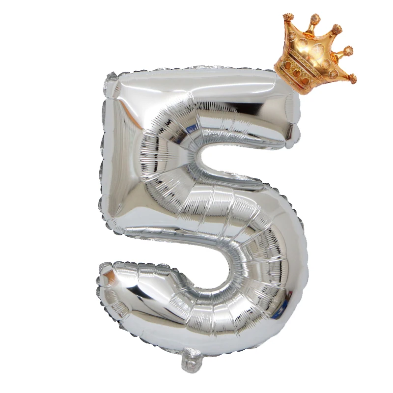 1 Набор 32 дюймовые шарики в форме короны из фольги золотистые и Серебристые цифр
