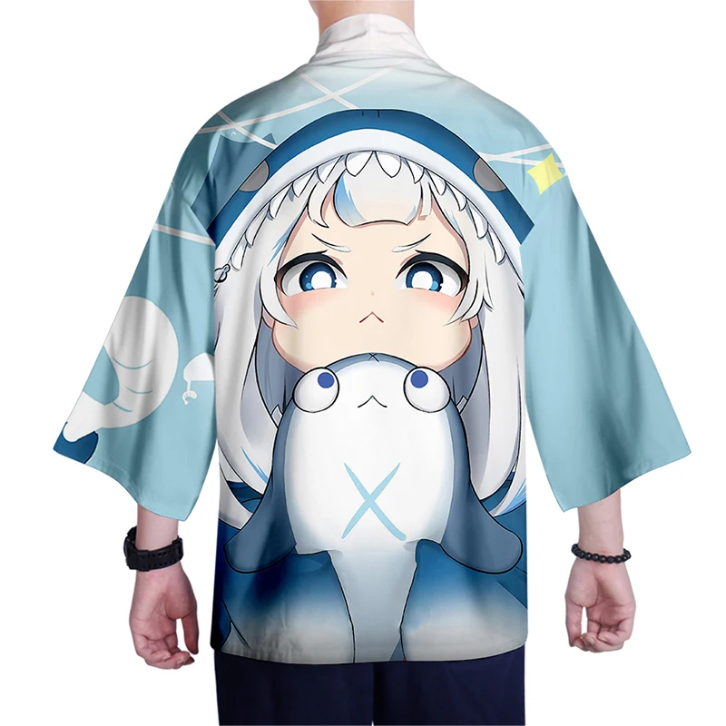 

Japanese Shark Girlish Kawaii Kimono Shirt Anime Cartoon 3d Print Fashion Men Seven Point Sleeve Tops Cardigan Jackets Plus Size