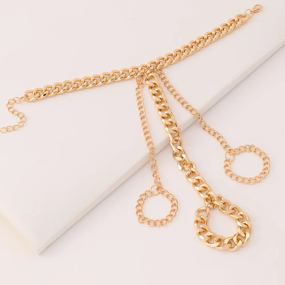 Punk Exaggerated Alloy Thick Chain Interweave Finger Hand Harness Bracelet Gold Plated Bangle For Women Men Jewelry Gift | Украшения и