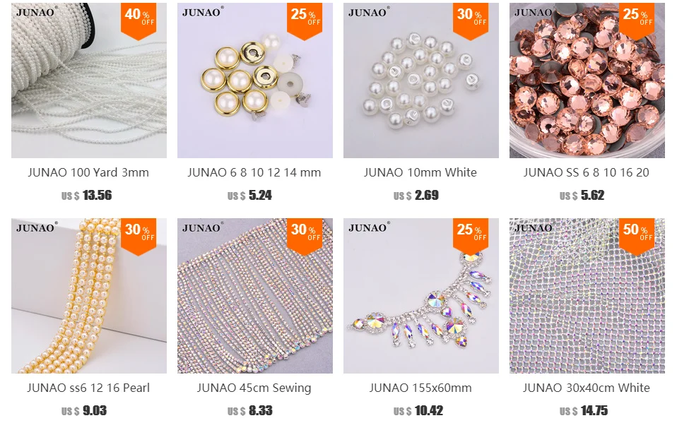 JUNAO, 20 метров, 3+ 8 мм, белый жемчуг, бусины, цепочка, стразы, отделка, Жемчужная Нить, кристаллы, аппликация для свадебного платья