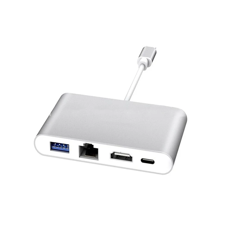 2020 4 в 1 Type C на HMDI USB RJ45 3 0 конвертер мультимедийный Адаптер Hub для MacBook Galaxy S8 Dex Huawei P30|