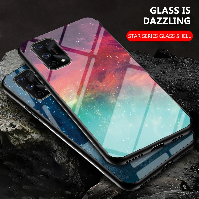 Чехол из закаленного стекла KEYSION Starry для OPPO Realme 7 6 Pro C15 C11 C3 с рисунком неба Жесткий