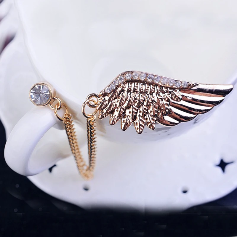 Мода британский стиль костюм тассель цепь лацкан брошь угол значок Wings женский