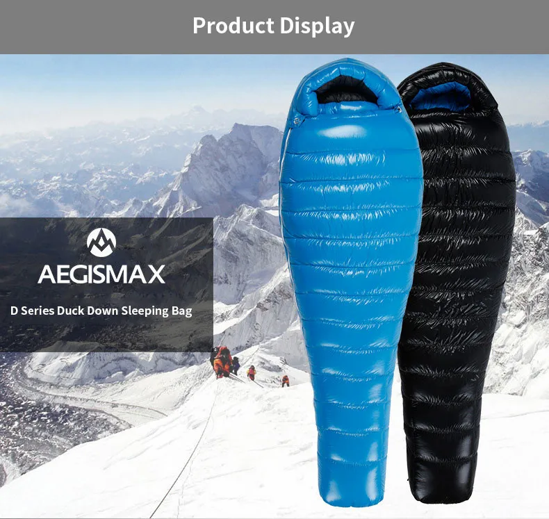 AEGISMAX D Открытый Кемпинг FP650+ утолщаются 10℉~ 23℉ теплый спальный мешок типа «кокон» 90% белый утиный пух Зимний ветрозащитный спальный мешок