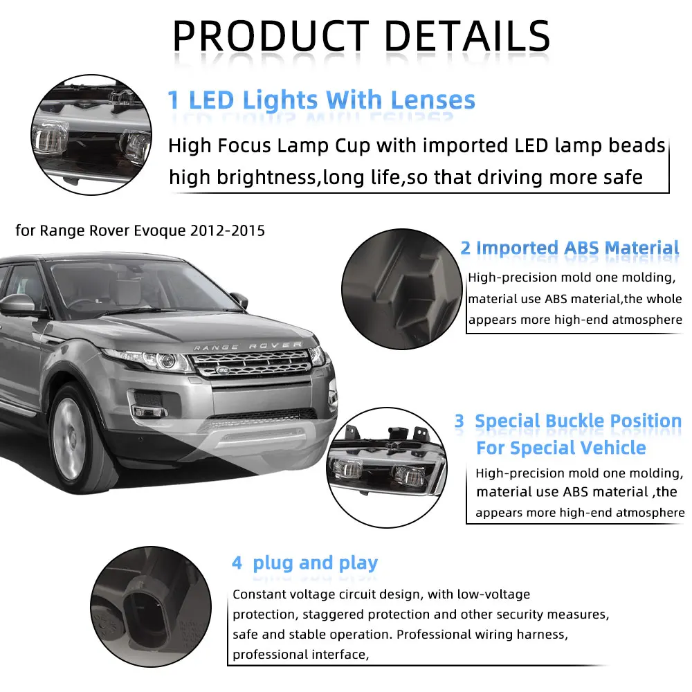 Противотуманные фары светодиодные ДХО для Land Rover Range Evoque 2011-2015