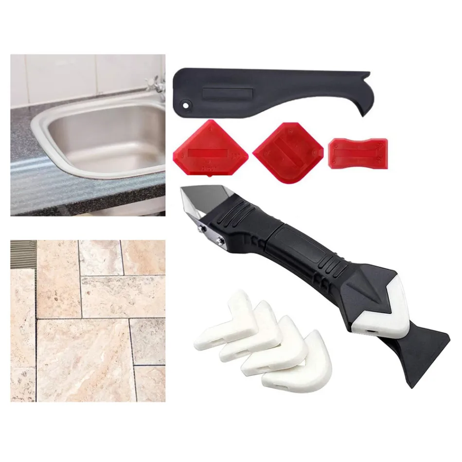3 In 1 Caulking Tool Kit Tools Silicone Sealant Finishing Handmade Grout Scraper Caulk Remover Set | Дом и сад