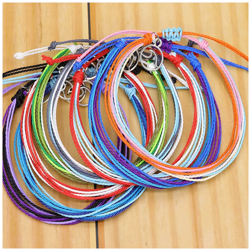 Новые Красочные Плетеные веревка ручной работы браслеты для женщин мужчин волна
