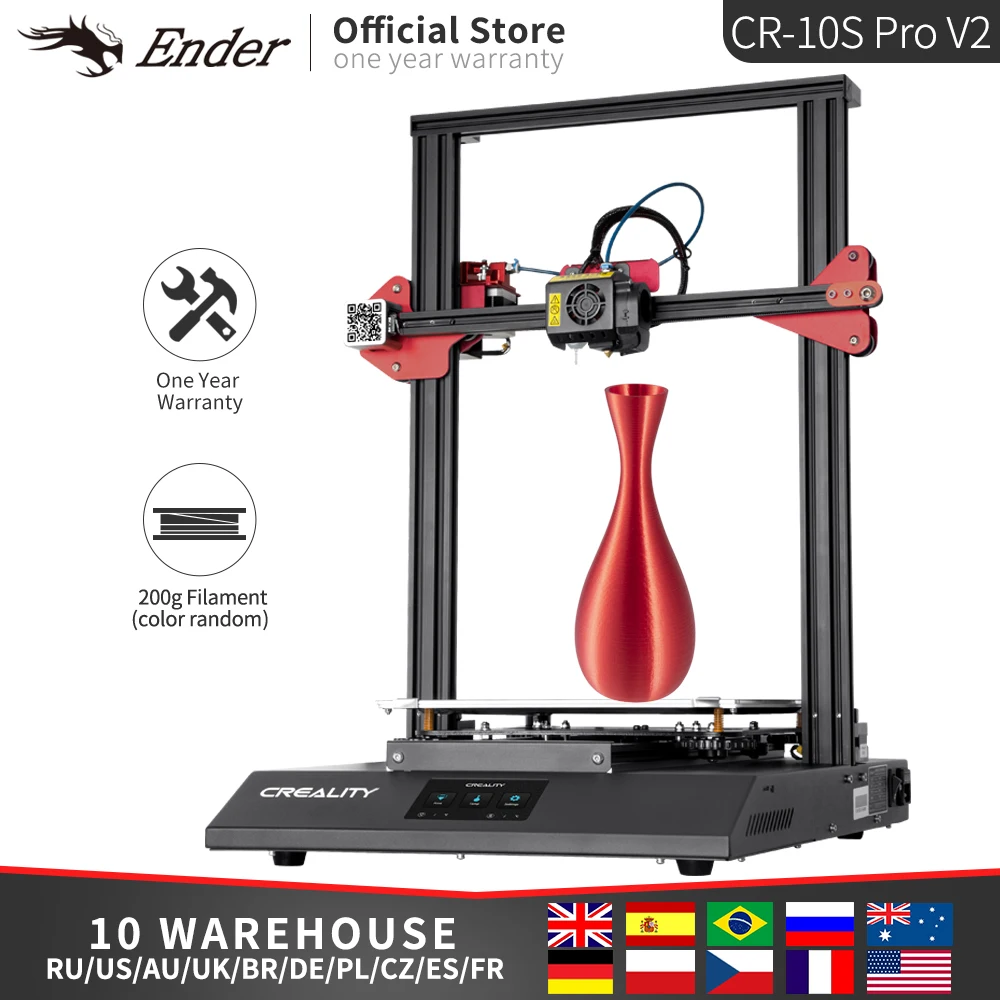 CR-10S Pro V2 3D Printer MeanWell CREALITY 3D Large Print Size BL Touch Touch LCD Printer Resume Printing Filament Detection