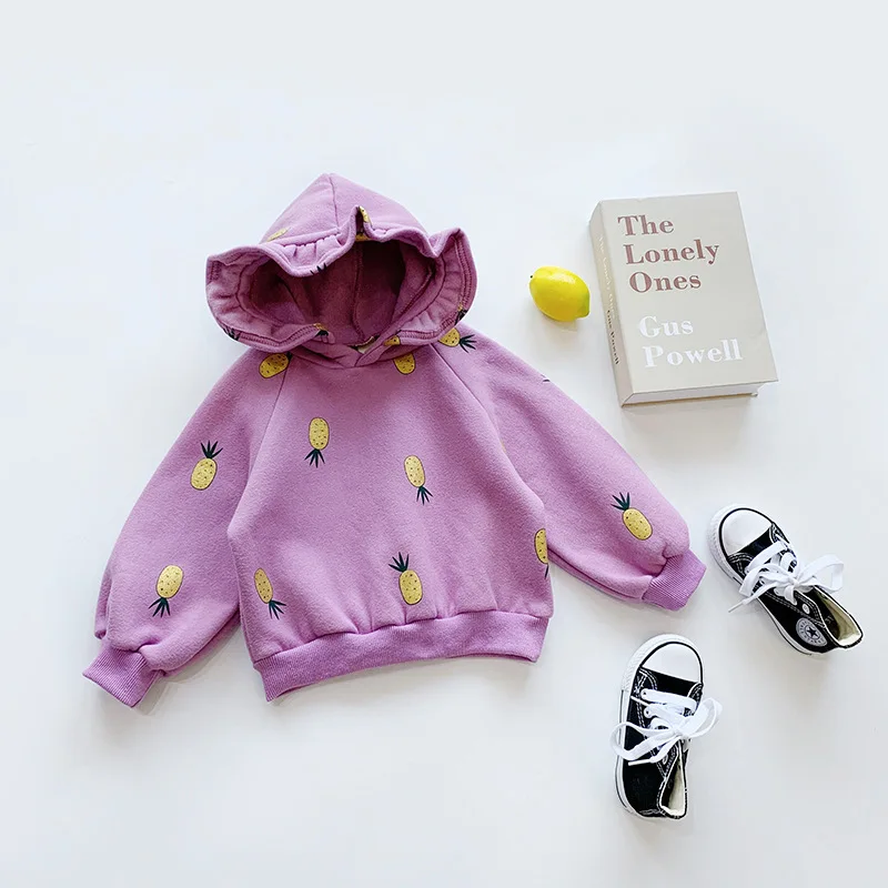 Autumn and Winter Children's Sweater Baby Girl Jacket Kids Girl's Sweatshirts Hooded Tops Children Outfits Clothing - Цвет: purple