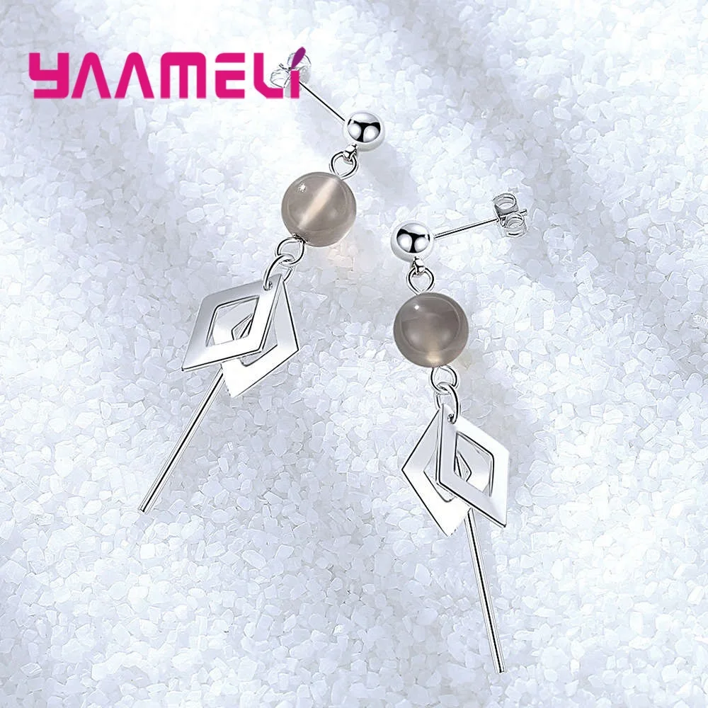 

Fast Delivery Latest Design Lovely Style Rhombus Shape Drop Earrings For Women High Quality 925 Sterling Silver Fashion Jewelry