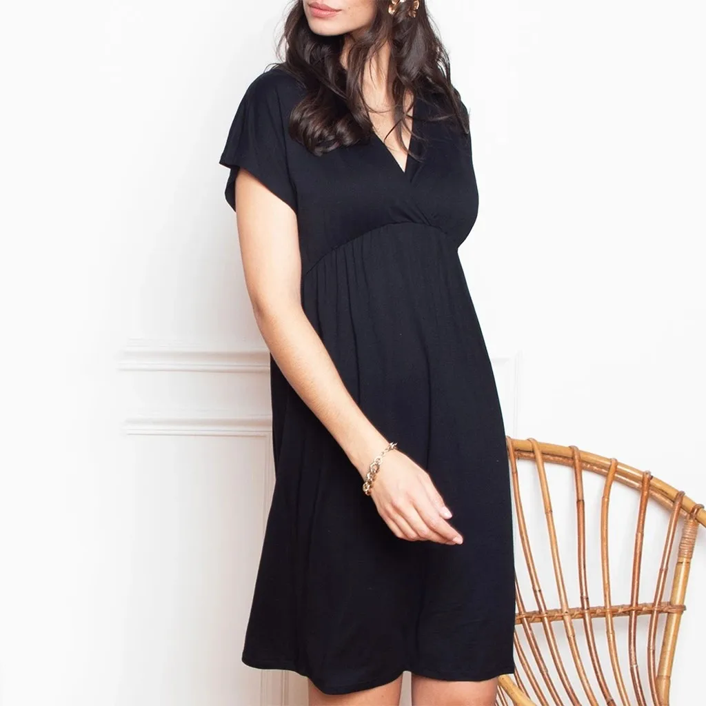 

ARLONEET Maternity Summer clothes for pregnant women Maternity Pregnant dress Short sleeve Maternity Dress Maternity 2020