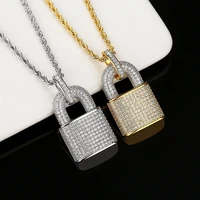 funmode trendy hip hop cuban link chain gold color padlock pendant charm necklace for men party accessories wholesale fn213