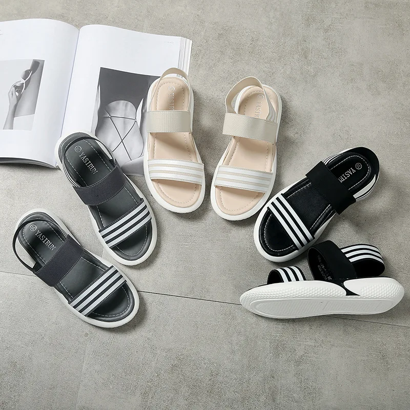 Обувь женские летние босоножки из натуральной кожи с открытым носком низкая