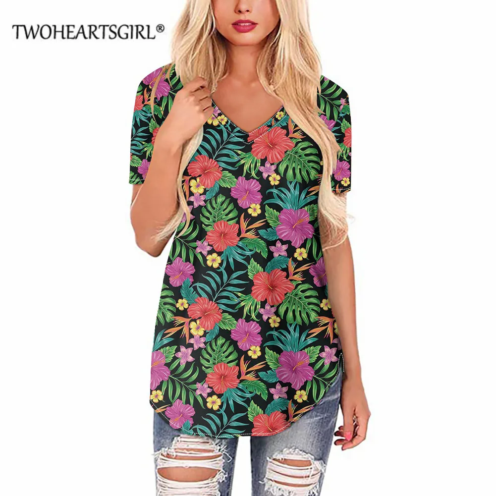 

Женские топы с коротким рукавом, женская футболка с принтом, летняя Свободная Повседневная футболка в гавайском стиле, Пляжная футболка сво...