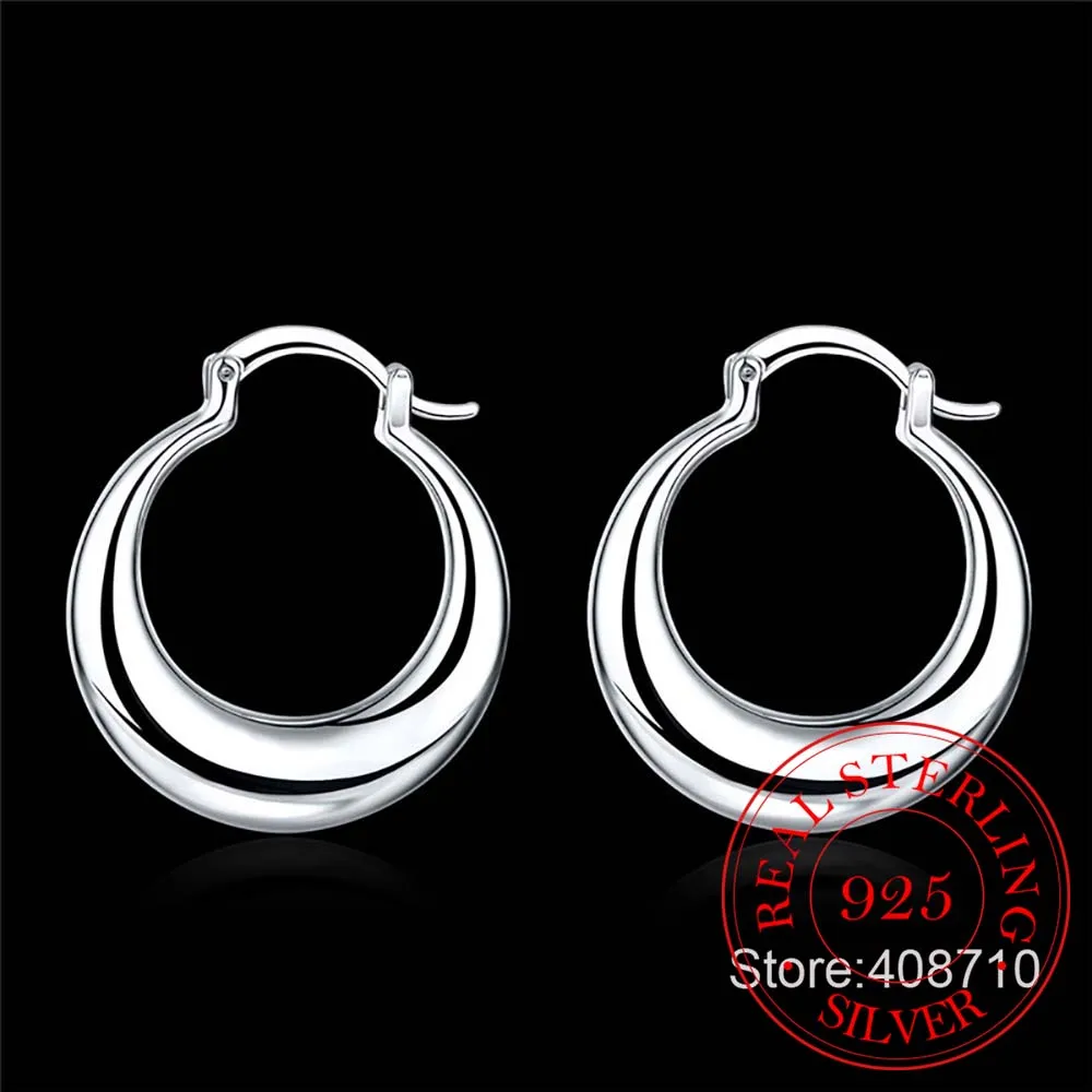 Женские круглые серьги кольца Crescent Moon из стерлингового серебра 925 пробы