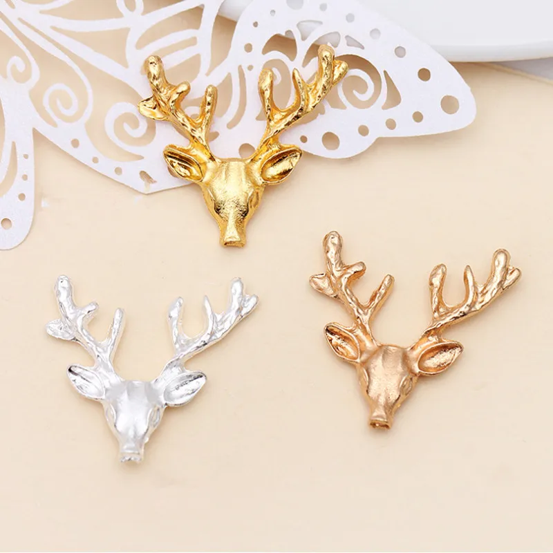 10pcs/lot 23x22mm Gold Color Plated Brass moose head Charms Pendants High Quality Diy Hand Made Jewelry Accessories Wholesale