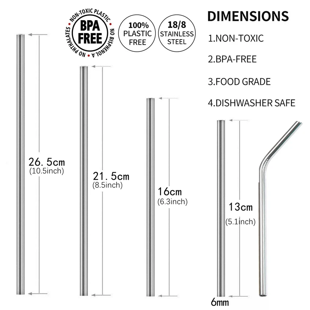 Многоразовые трубочки для питья металлические соломинки из нержавеющей стали
