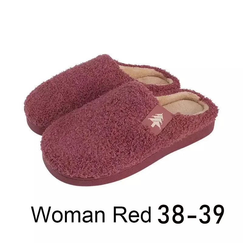Red Size 38-39 Xiao mi jia/домашние тапочки для мужчин и женщин; зимние теплые шлепанцы; нескользящие теплые домашние тапочки для спальни - Цвет: Red Size 38-39