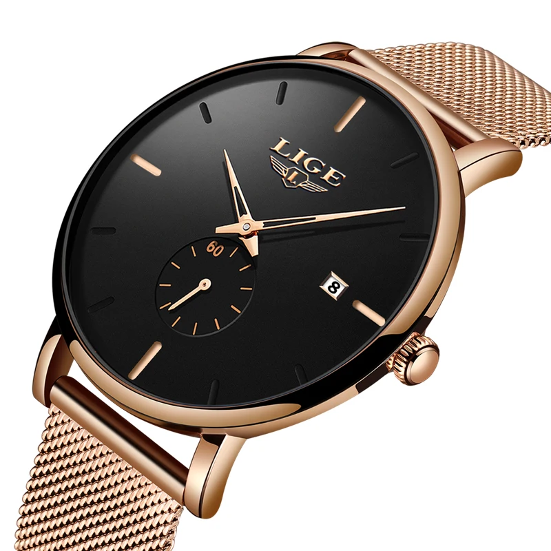 2020LIGE New listing Luxury Women Dress Gold Watch Simplicity Casual Date Quartz Clock High Quality Women's Watches Montre Femme |