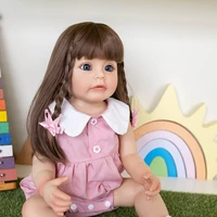 55cm reborn toddler girl full body silicone princess with long hair sue sue hand detailed painting toy for child