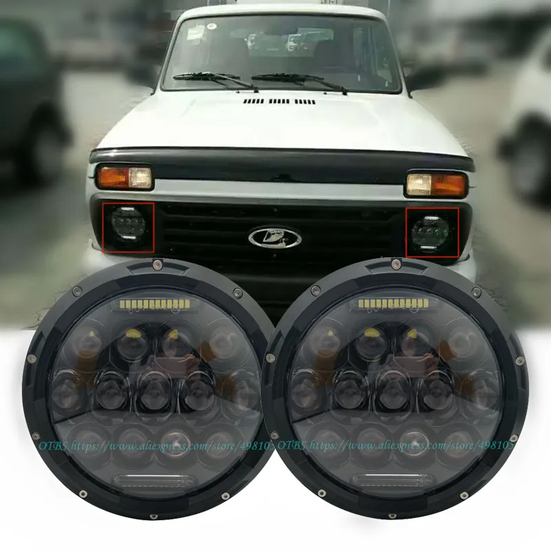 OTBS 75 Вт 7 дюймов круглый светодиодный фонарь для Jeep Wrangler JK Hummer H1 H2 Lada 4x4 urban Niva фары