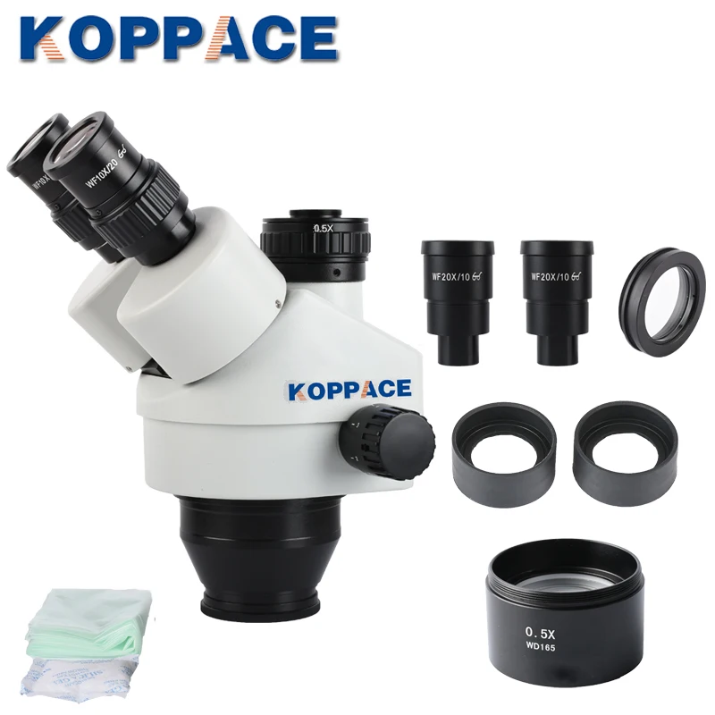 KOPPACE 3.5X-90X Trinocular Stereo Microscope lens Industrial Lens 0.5X CTV Adapter Continuous Zoom | Инструменты