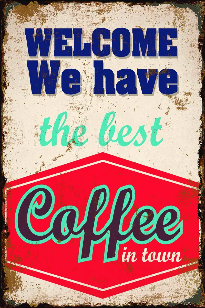 

Vintage Designs Get More Coffee Metal Tin sign (12x8 Inch) - Retro Tin Sign for Kitchen Wall Home man cave shop bar Decor