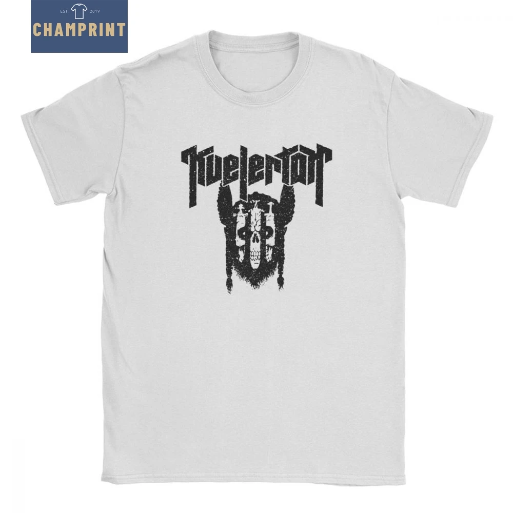 Забавный KVELERTAK череп футболка с викингами для мужчин вырез лодочкой 100% хлопок
