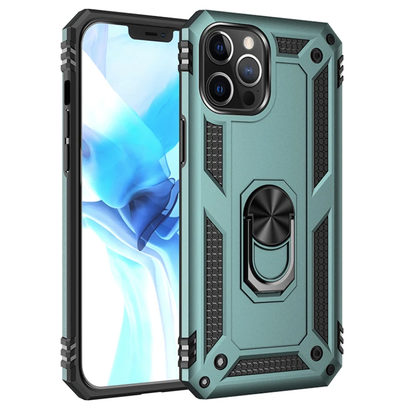

Rugged Armor PC Phone Case For Motorola G30 Moto G10 With Shockproof Magnetic Metal Ring Stand Anti-fall Protection Back Cover
