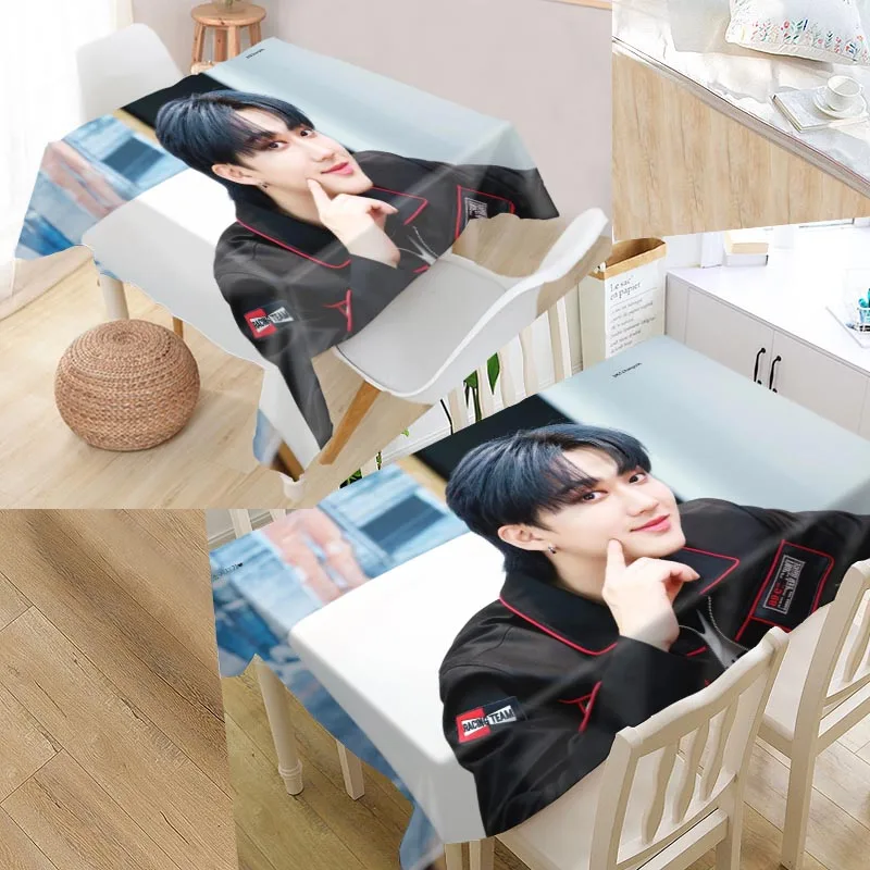 

Custom Stray Kids Bang Chan Modern Dustproof Tablecloth High Quality Print Tablecloth Everything for Home and Kitchen 0622
