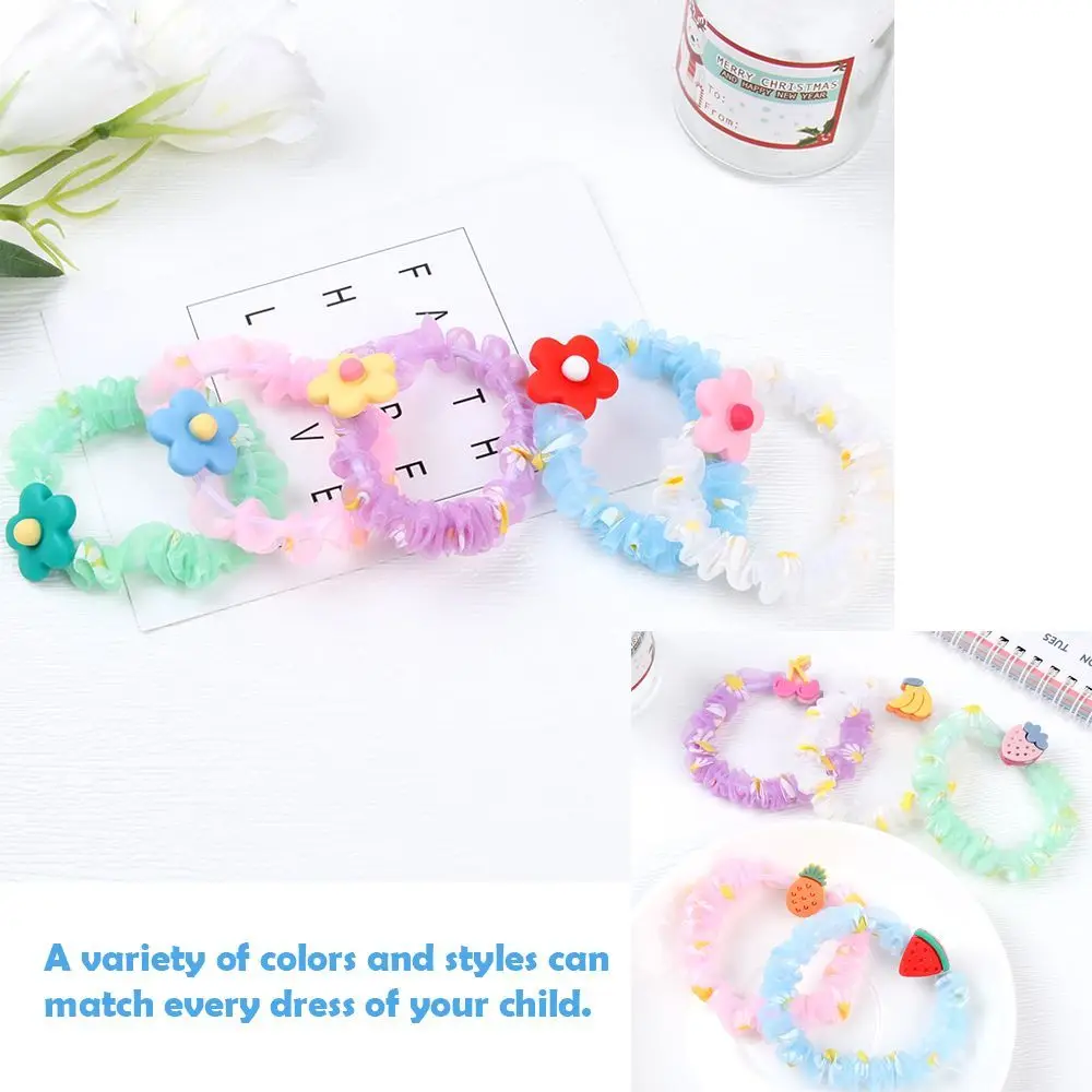 New 5Pcs Children's Hair Tying Rubber Band Cute Girls Large Intestine Head Rope Baby Does Not Hurt Elastic R | Детская одежда и