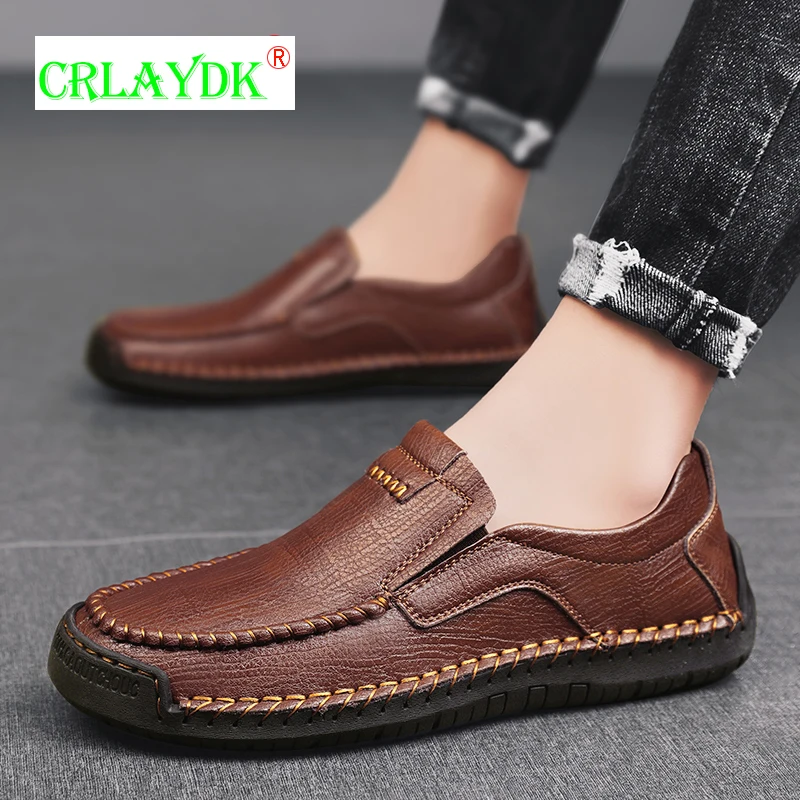 

CRLAYDK Men's Casual Shoes Slip On Leather Comfortable Luxury Driving Loafers Flats Sneakers for Male Fashion Business Work