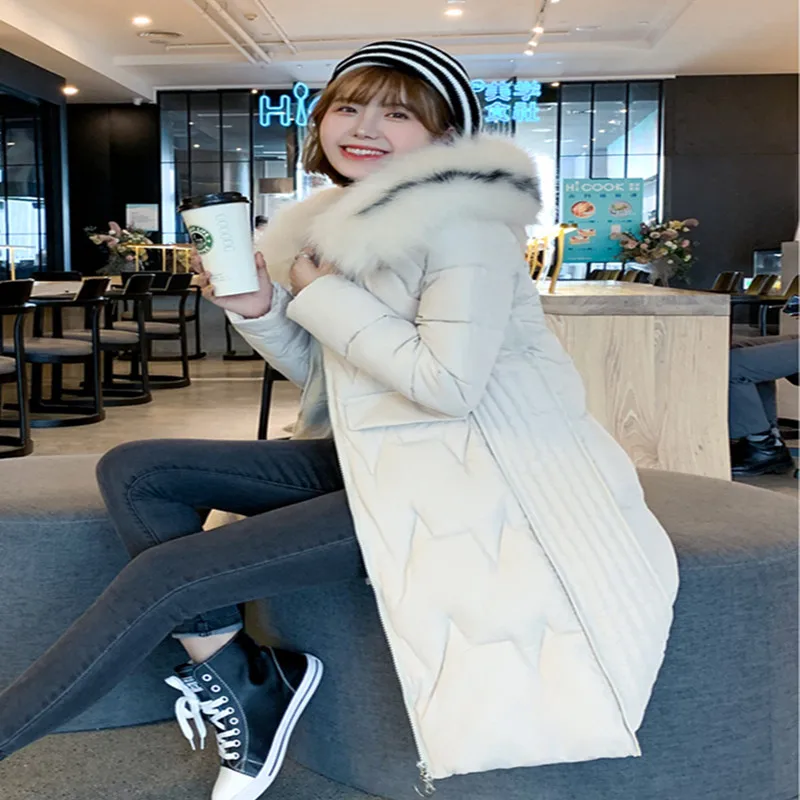 Женская парка с большим меховым воротником длинная велюровая капюшоном на