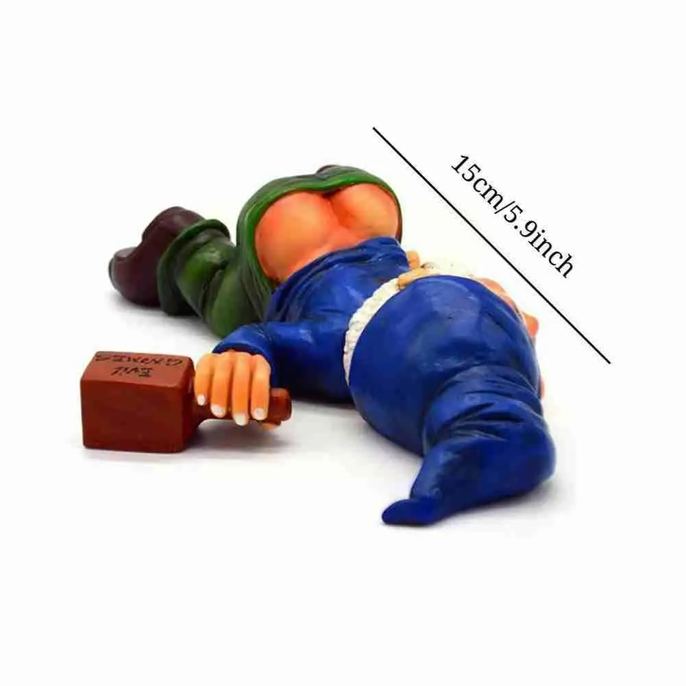 

1pcs Funny Garden Gnome Decoration Cartoon Garden Decor Drunken Dwarf Dwarf Resin Decoration Household Get Mini T9N8
