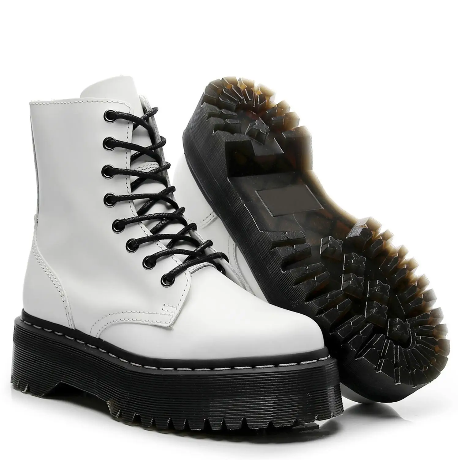 Женские ботинки в байкерском стиле с круглым носком на шнуровке Size34 41 осень