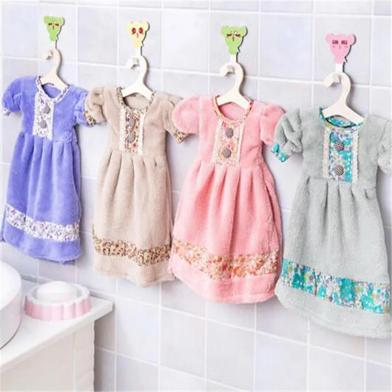

Dress Shaped Household Hand Towel Bathroom Kitchen Hand Towel Coral Velvet Super Absorbent Towel Washcloth