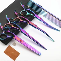 8pcs stainless steel pet dogs grooming scissors cat hair cutting tool kit with comb dog kitten animal barber hair cutting tool k