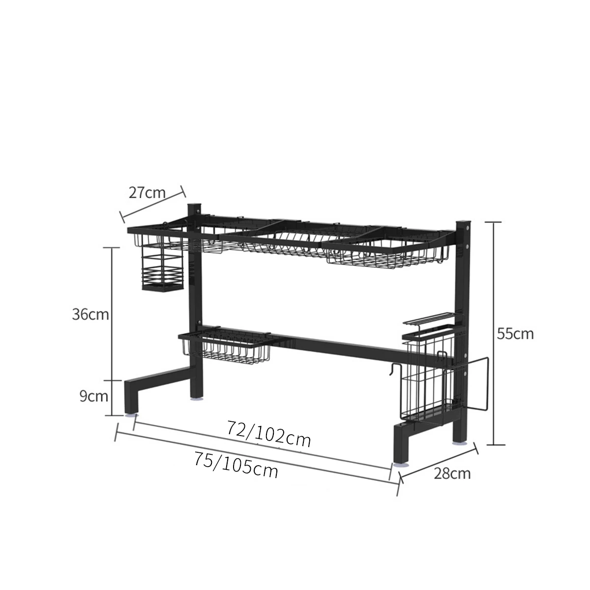 

Stainless Steel Kitchen Shelf Organizer Dishes Drying Rack Over Sink Drain Rack Kitchen Storage Countertop Utensils Holder