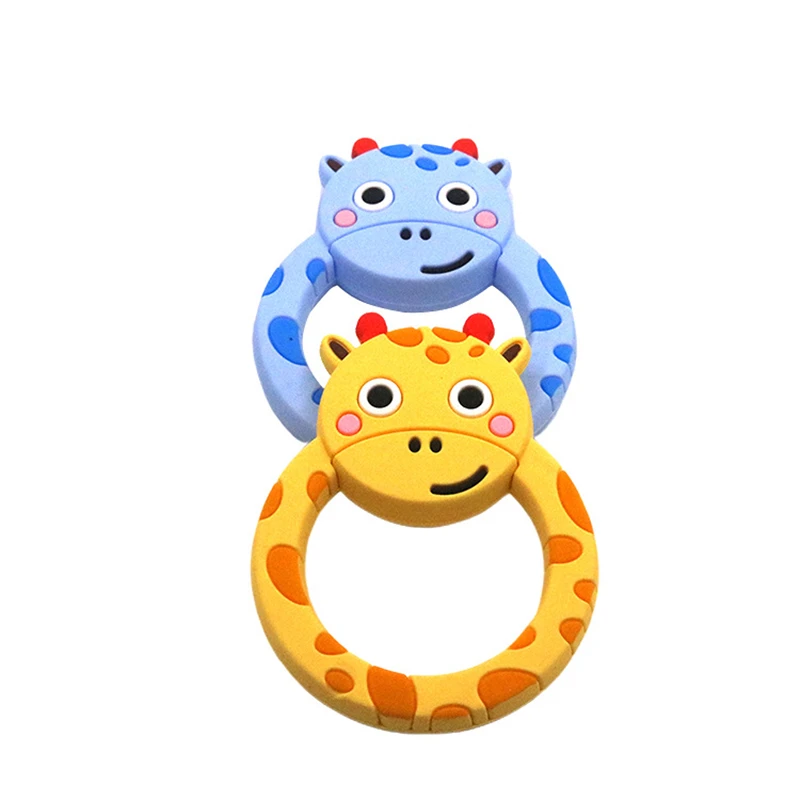 Mordedor para los dientes de silicona mordedor chupete con pinza de soporte colgante de dibujos animados de animales peque&ntilde;os dentici&oacute;n de dientes juguete sensorial-0