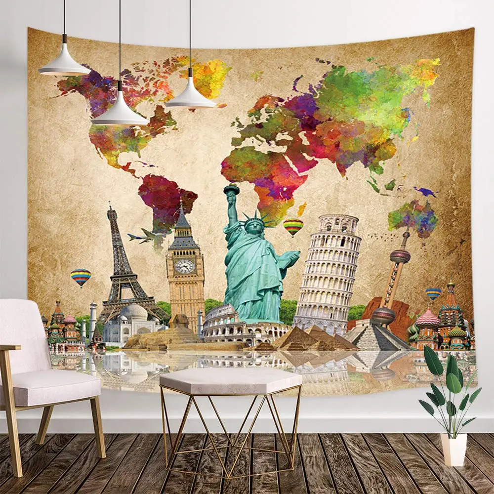 Акварельные карты и Известные здания культурная достопримечательность на