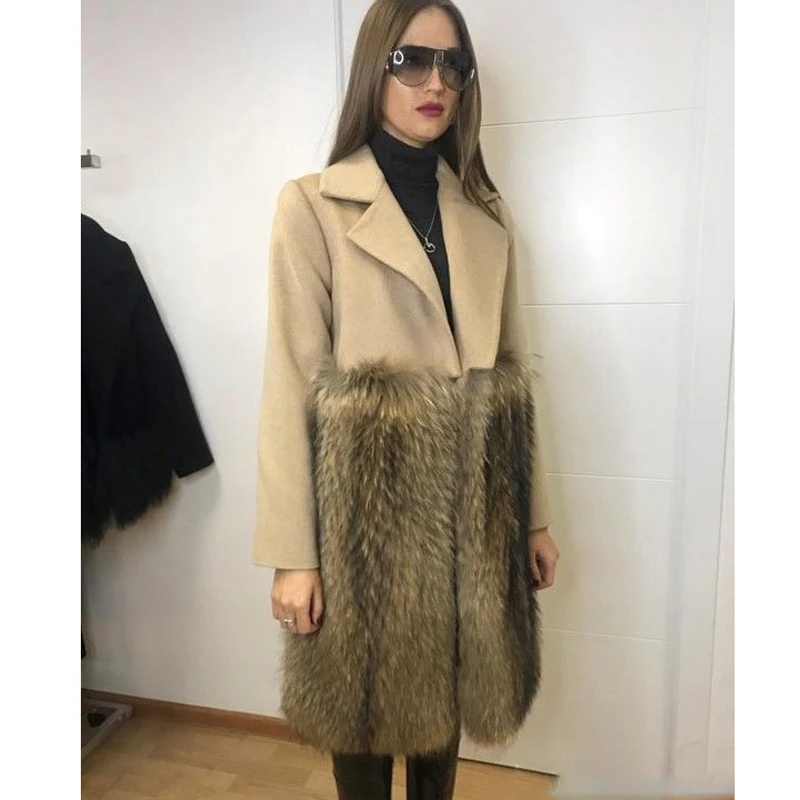 Tatyana Furclub, Настоящее натуральное пальто из меха серебристой лисы, женские зимние меховые парки, модная юбка, шерстяные пальто, тонкая длинная куртка, новая верхняя одежда