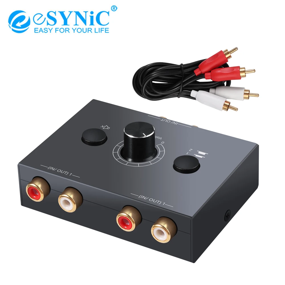 ESYNiC 2X1/1X2 L / R стерео аудио Двунаправленный переключатель с кнопкой отключения