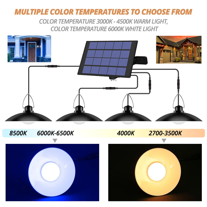Солнечный подвесной светильник на открытом воздухе люстра IP65 Водонепроницаемый