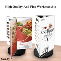 360 degree rotating restaurant menu sign holder display stand three side coutertop acrylic table number poster picture frame